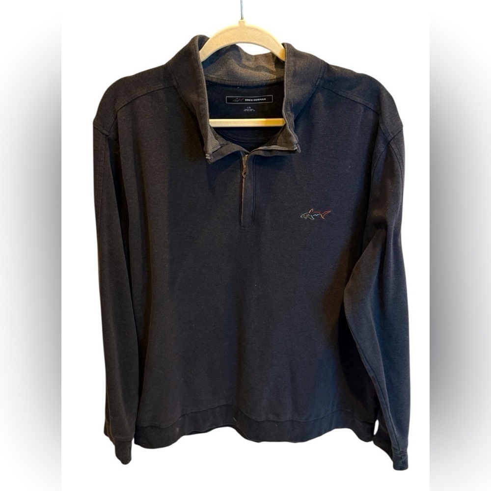 Greg Norman Grey Black Long Sleeve Quarter Zip Pullover Men’s Size Large